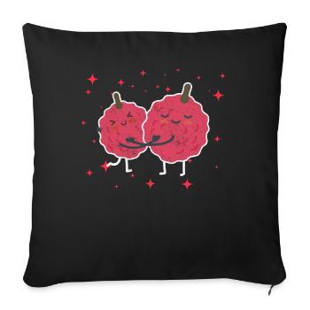 Cute Lychee Couple Hugging Lychee Fruit Lovers - Sofakissenbezug 45 x 45 cm - Schwarz - Vorne