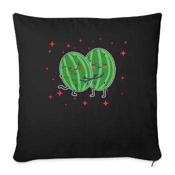 Cute Melon Couple Hugging Melon Fruit Lovers - Sofakissenbezug 45 x 45 cm - Schwarz - Vorne
