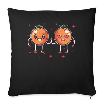 Cute Orange Couple Hugging Orange Fruit Lovers - Sofakissenbezug 45 x 45 cm - Schwarz - Vorne