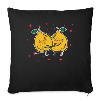 Cute Quince Couple Hugging Quince Fruit Lovers - Sofakissenbezug 45 x 45 cm - Schwarz - Vorne