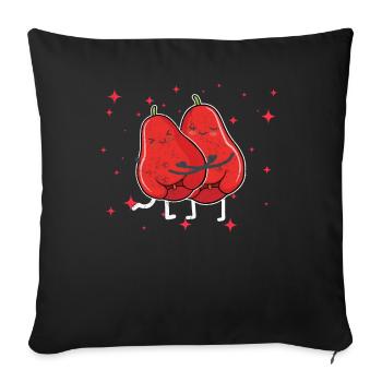 Mignon Rose Pomme Couple Étreindre Rose Pomme Fruit - Housse de coussin décorative 45 x 45 cm - noir - Devant