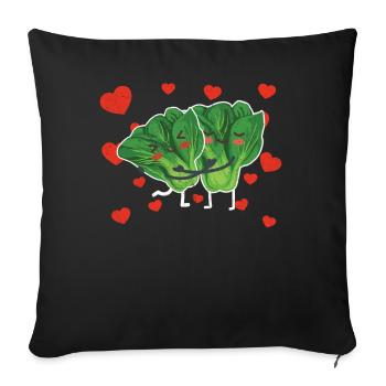 Cute Spinach Couple Hugging Spinach Leafy Green - Sofa pillowcase 17,3'' x 17,3'' (45 x 45 cm) - black - Front