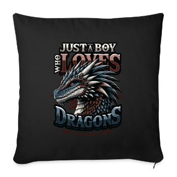 Juste un garçon qui aime les dragons - Boys Dragons - Housse de coussin décorative 45 x 45 cm - noir - Devant