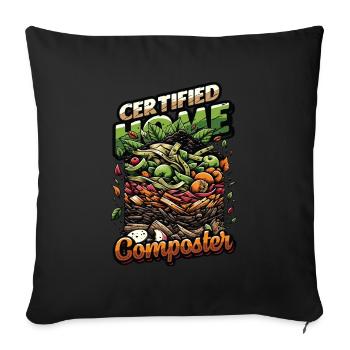 Composting Enthusiast Vermiculture Kompostierung - Sofa pillowcase 17,3'' x 17,3'' (45 x 45 cm) - black - Front