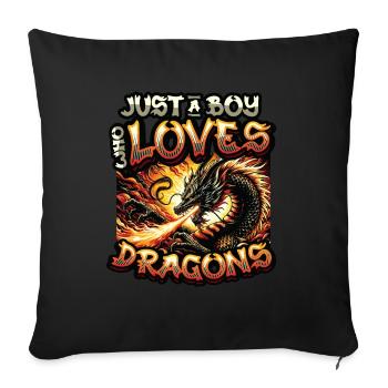 Juste un garçon qui aime les dragons - Boys Dragons - Housse de coussin décorative 45 x 45 cm - noir - Devant