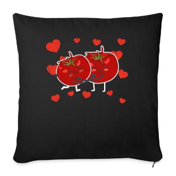 Cute Tomato Couple Hugging Tomato Fruit Lovers - Sofakissenbezug 45 x 45 cm - Schwarz - Vorne