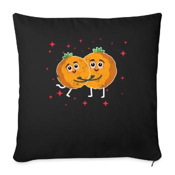 Cute Tangerine Couple Hugging Tangerine Lovers - Sofa pillowcase 17,3'' x 17,3'' (45 x 45 cm) - black - Front