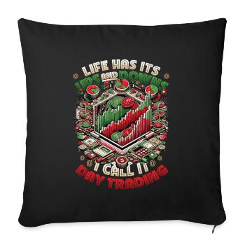 Graphique de trading boursier - Funny Day Trader - Housse de coussin décorative 45 x 45 cm - noir - Devant