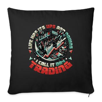 Aktien Börse Trading Chart - Lustiges Daytrader - Sofakissenbezug 45 x 45 cm - Schwarz - Vorne