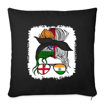 Moitié Anglais Moitié Indien Fille Inde Angleterre - Housse de coussin décorative 45 x 45 cm - noir - Devant