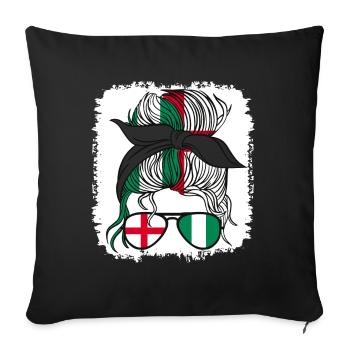 Moitié Anglaise Moitié Nigériane Fille Nigeria Angleterre - Housse de coussin décorative 45 x 45 cm - noir - Devant