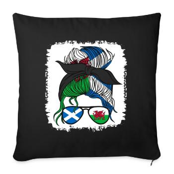 Cymru Halb Schottin Halb Walisisch Mädchen Wales Schottland - Sofakissenbezug 45 x 45 cm - Schwarz - Vorne