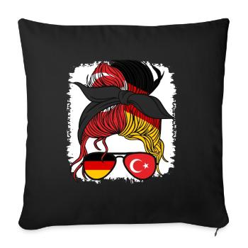 Moitié Allemand Moitié Turc Fille Allemagne Turquie - Housse de coussin décorative 45 x 45 cm - noir - Devant