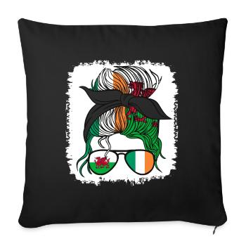 Cymru Half Irish Half Welsh Girl Wales Ireland - Sofa pillowcase 17,3'' x 17,3'' (45 x 45 cm) - black - Front
