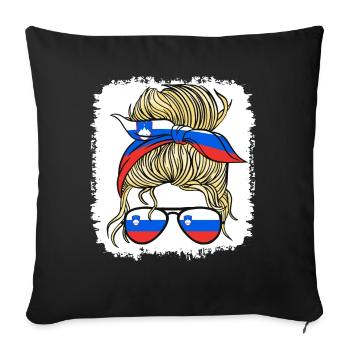 Slovénie Slovenka Flag Filles Slovène Fille Enfants - Housse de coussin décorative 45 x 45 cm - noir - Devant