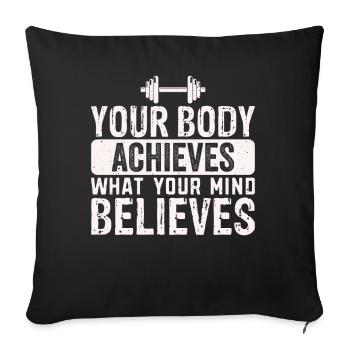 Citations et blagues drôles Dictons hilarants et humour - Housse de coussin décorative 45 x 45 cm - noir - Devant