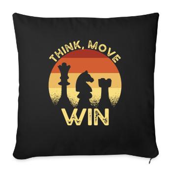Schach Think Move Win - Sofakissenbezug 45 x 45 cm - Schwarz - Vorne