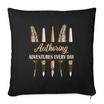 Author Adventures - Sofa pillowcase 17,3'' x 17,3'' (45 x 45 cm) - black - Front