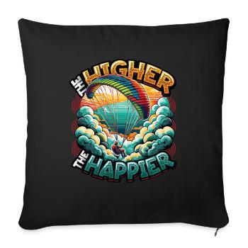 Skydiving Parachute Skydiving Paragliding - Sofa pillowcase 17,3'' x 17,3'' (45 x 45 cm) - black - Front