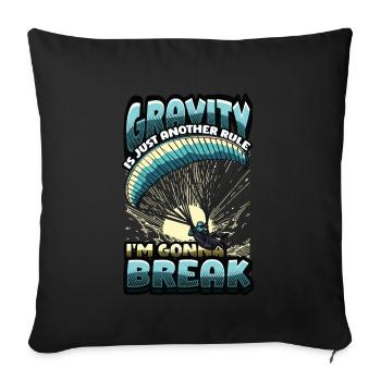 Skydiving Parachute Skydiving Paragliding - Sofa pillowcase 17,3'' x 17,3'' (45 x 45 cm) - black - Front