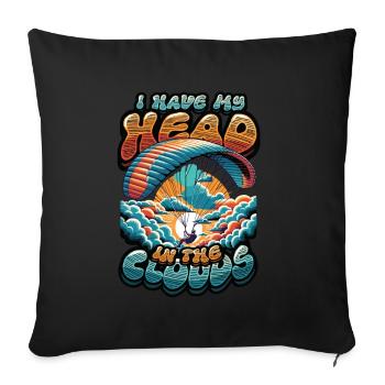 Skydiving Parachute Skydiving Paragliding - Sofa pillowcase 17,3'' x 17,3'' (45 x 45 cm) - black - Front