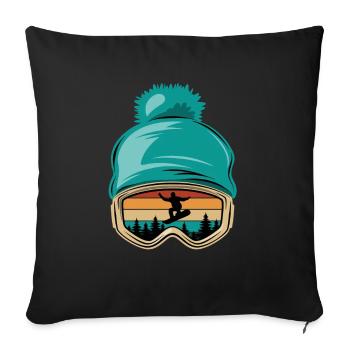 Snowboard, Halfpipe, Wintersport, Skibrille - Sofakissenbezug 45 x 45 cm - Schwarz - Vorne