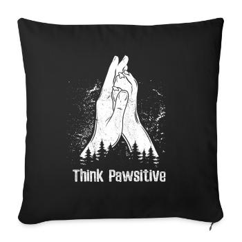 Think Pawsitive - Hand + Dog Paw - High Five - Sofa pillowcase 17,3'' x 17,3'' (45 x 45 cm) - black - Front