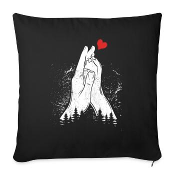 Heart + Hand + Dog Paw - High Five - Dog Fan - Sofa pillowcase 17,3'' x 17,3'' (45 x 45 cm) - black - Front