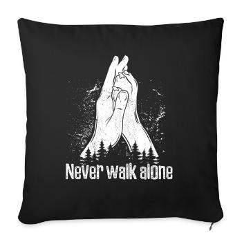 Never Walk Alone - Hand + Dog's Paw - High Five - Sofa pillowcase 17,3'' x 17,3'' (45 x 45 cm) - black - Front
