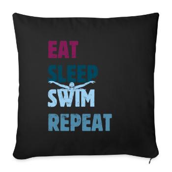 Eat Sleep Swim Repeat - Butterfly - Dolphin Style - Sofa pillowcase 17,3'' x 17,3'' (45 x 45 cm) - black - Front