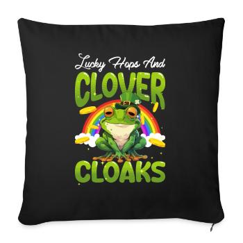 Grenouille de la Saint-Patrick - Housse de coussin décorative 45 x 45 cm - noir - Devant