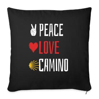 Peace Love Camino - Herz - Sofakissenbezug 45 x 45 cm - Schwarz - Vorne
