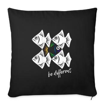 Soyez différent - Poissons - nager à contre-courant - Housse de coussin décorative 45 x 45 cm - noir - Devant