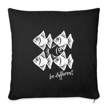 Soyez différent - Poissons - nager à contre-courant - Housse de coussin décorative 45 x 45 cm - noir - Devant