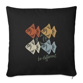 Soyez différent - Poissons - nager à contre-courant - Housse de coussin décorative 45 x 45 cm - noir - Devant