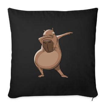 Don't worry be Capy - Capybara dabbing - Sofa pillowcase 17,3'' x 17,3'' (45 x 45 cm) - black - Front