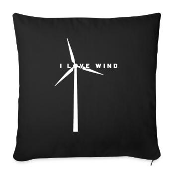 Wind Power - I Love Wind - Wind Energy - Wind Farm - Sofa pillowcase 17,3'' x 17,3'' (45 x 45 cm) - black - Front