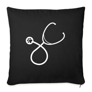 Veterinarian with heart - stethoscope - Sofa pillowcase 17,3'' x 17,3'' (45 x 45 cm) - black - Front