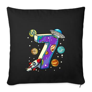 7 Birthday Space Space Astronaut 7 Years - Sofa pillowcase 17,3'' x 17,3'' (45 x 45 cm) - black - Front