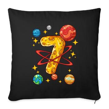 7 Birthday Space Space Astronaut 7 Years - Sofa pillowcase 17,3'' x 17,3'' (45 x 45 cm) - black - Front