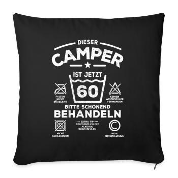 Dieser Camper ist jetzt 60 - schonend behandeln - Sofakissenbezug 45 x 45 cm - Schwarz - Vorne