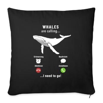 Les baleines crient - J’ai besoin d’y aller - Dire - Housse de coussin décorative 45 x 45 cm - noir - Devant