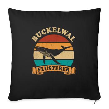 Wal - Buckelwal - Flüsterer - Geschenk - Sofakissenbezug 45 x 45 cm - Schwarz - Vorne