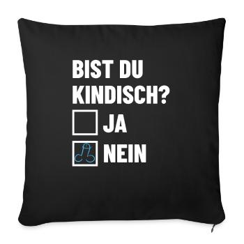 Bist du kindisch? Ankreuzen - Pimmel - Sofakissenbezug 45 x 45 cm - Schwarz - Vorne