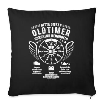 Oldtimer schonend behandeln - 80. Geburtstag - Sofakissenbezug 45 x 45 cm - Schwarz - Vorne