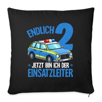 2nd Birthday Police Police Car 2 Years - Sofa pillowcase 17,3'' x 17,3'' (45 x 45 cm) - black - Front