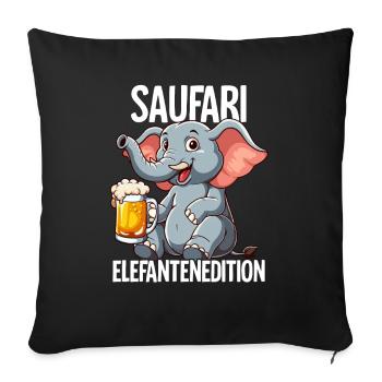 Saufari Elefantenedition Elefant Bier - Sofakissenbezug 45 x 45 cm - Schwarz - Vorne
