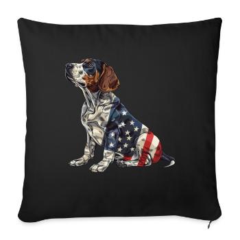 Bluetick Coonhound Dog 4th of July American Flag - Sofa pillowcase 17,3'' x 17,3'' (45 x 45 cm) - black - Front