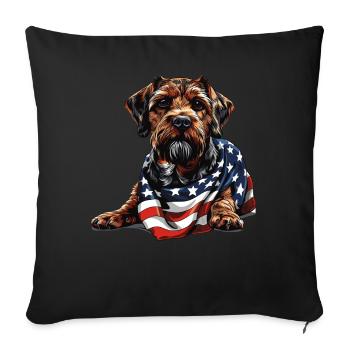 Border Terrier Dog 4th of July Gifts with - Sofa pillowcase 17,3'' x 17,3'' (45 x 45 cm) - black - Front