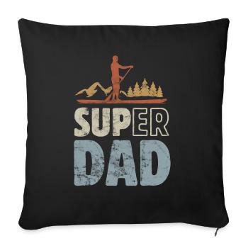 Super Dad - SUP Stand up paddle - Housse de coussin décorative 45 x 45 cm - noir - Devant